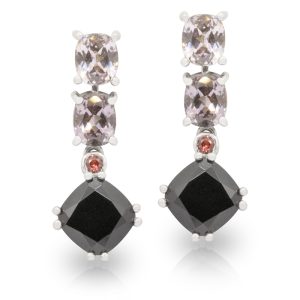 9ct White Gold Lilac, Grey, Hot Pink and Black Spinel Drop Earrings